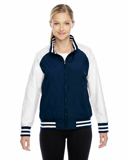 Team 365 Retro Style Ladies Championship Jacket, Dark Navy & White, XS - New