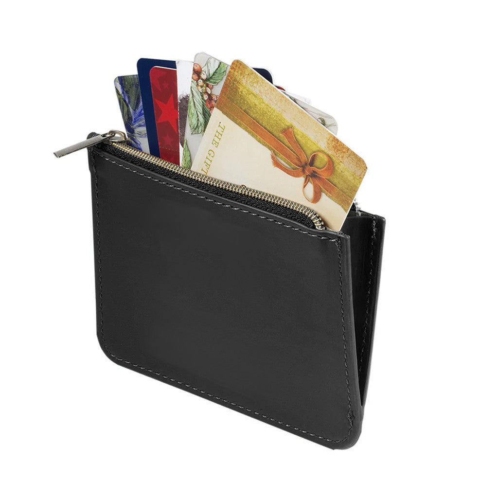 Leeman Black Tuscany RFID Zip Wallet Pouch