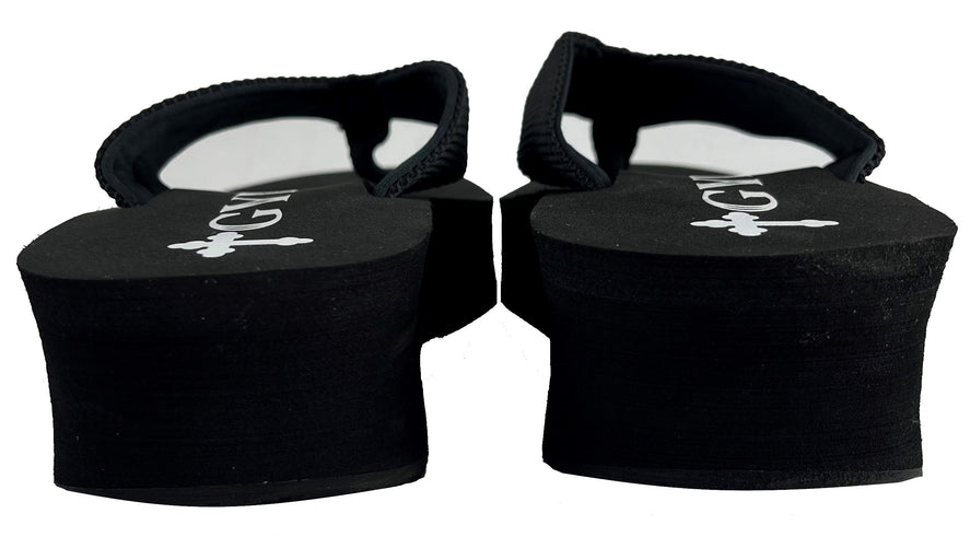 Gypsy Soule Platform Wedge Flip Flops, 2in Comfort Heel Thong Sandals, Black