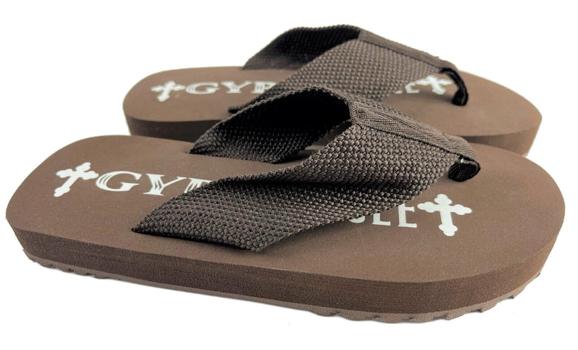 Gypsy Soule Traction Outsole Flip Flops, 1in Comfort Sole Thong Sandals, Brown