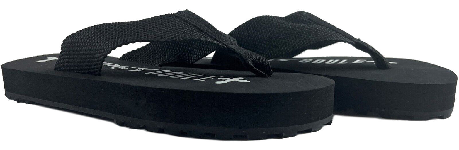 Gypsy Soule Traction Outsole Flip Flops, 1in Comfort Heel Thong Sandals, Black