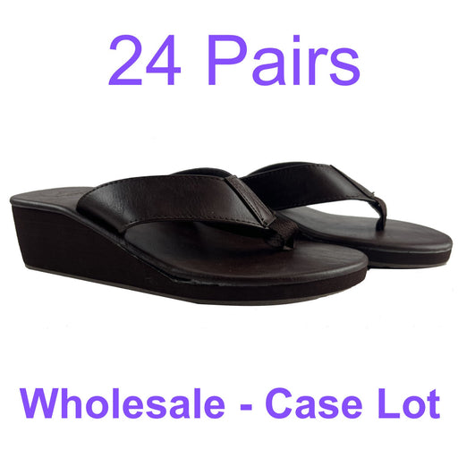 24 Pairs - CHOOSE YOUR SIZES - Case Lot for Resale Gypsy Soule Thong Sandals Leather Flip Flops Brown
