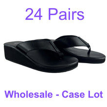 Load image into Gallery viewer, 24 Pack Case Lot for Resale Gypsy Soule Leather Platform Thong Sandals - Black
