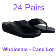 Load image into Gallery viewer, 24 Pairs - CHOOSE YOUR SIZES - Case Lot for Resale Gypsy Soule Leather Platform Thong Sandals - Black
