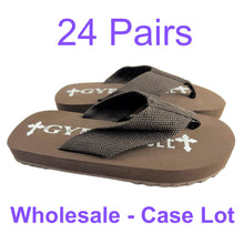 Load image into Gallery viewer, 24 Pack Case Lot for Resale Gypsy Soule Sandals 1&quot; Heel Comfort Flip Flops Brown
