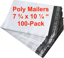 Load image into Gallery viewer, Pack of 100 Poly Mailers Shipping Bags Premium White Bags 7.75&quot; x 10.25&quot;
