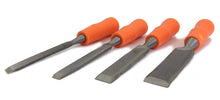 Load image into Gallery viewer, 4pc WOOD CHISELS SET Sizes: 1/4&quot; 1/2&quot; 3/4&quot; 1&quot; NEW Carving Woodworking Hand Tools
