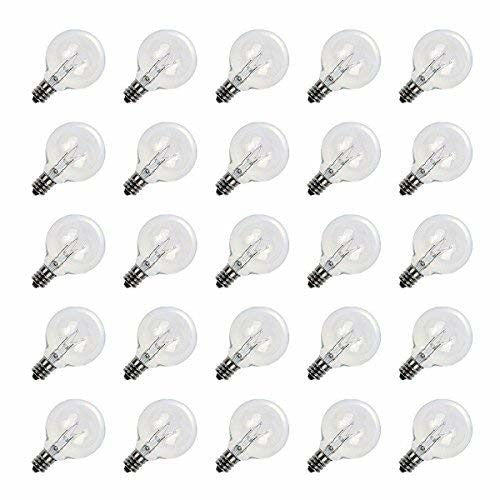 Brightown Pack of 25 Clear Globe G40 Candelabra Screw Base Light Bulbs