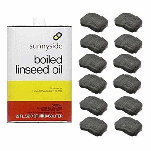 SUNNYSIDE CORPORATION 1-Quart Boiled Linseed Oil with 12-Pack #0000 Super Fine Wool Pad