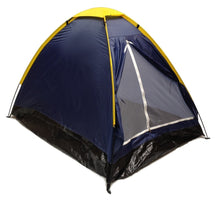 Load image into Gallery viewer, 2 Person Nylon Dome Tent - 7x5&#39; with Sealed Bottom, Navy Blue &amp; Yellow

