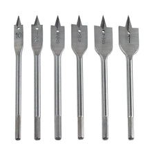 Load image into Gallery viewer, 6 PC SPADE BIT SET 1/4&quot; Shank WOOD BORING DRILL BITS 3/8 1/2 5/8 3/4 7/8 1&quot; NEW
