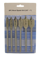 Load image into Gallery viewer, 6 PC SPADE BIT SET 1/4&quot; Shank WOOD BORING DRILL BITS 3/8 1/2 5/8 3/4 7/8 1&quot; NEW
